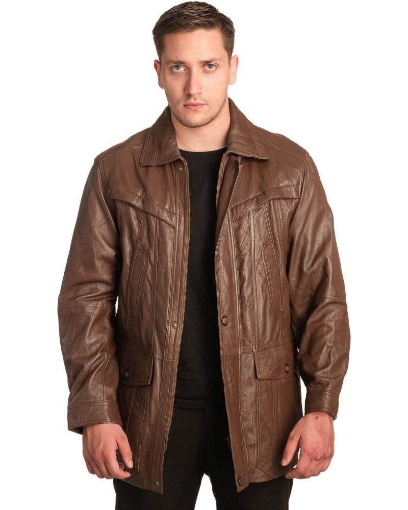  Γνήσιο Ανδρικό Δερμάτινο Μπουφάν - A194
