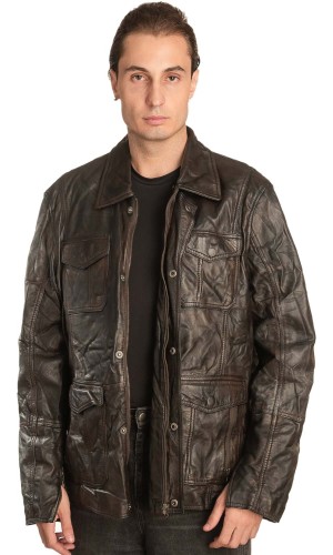  Γνήσιο Ανδρικό Δερμάτινο Μπουφάν - A226
