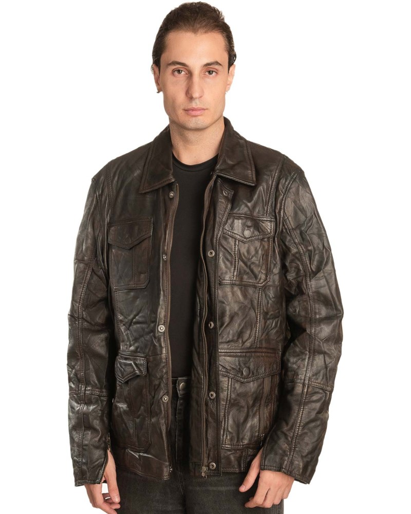  Γνήσιο Ανδρικό Δερμάτινο Μπουφάν - A226