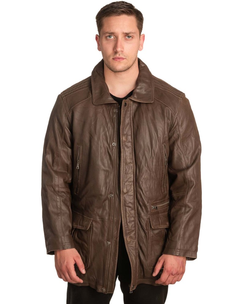  Γνήσιο Ανδρικό Δερμάτινο Μπουφάν - A259