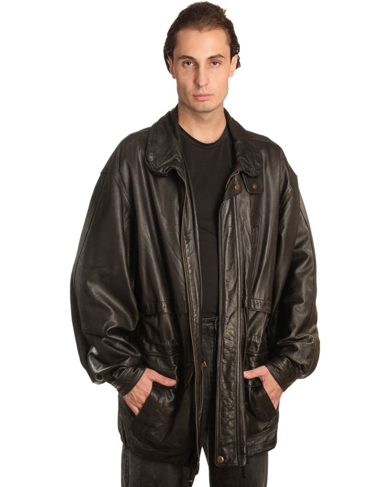  Γνήσιο Ανδρικό Δερμάτινο Μπουφάν - A342