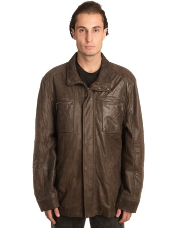  Γνήσιο Ανδρικό Δερμάτινο Μπουφάν - A346