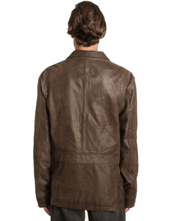  Γνήσιο Ανδρικό Δερμάτινο Μπουφάν - A346