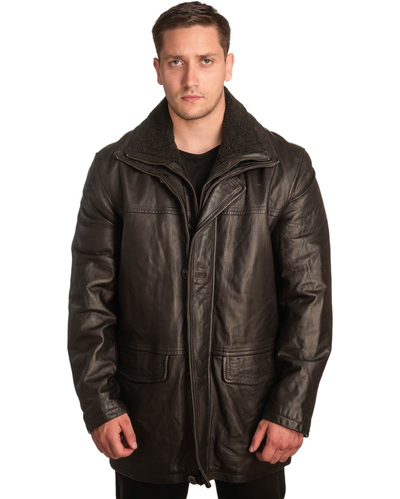  Γνήσιο Ανδρικό Δερμάτινο Μπουφάν - A389