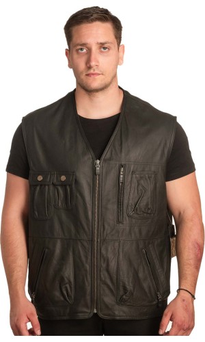 Γνήσιο Ανδρικό Δερμάτινο Γιλέκο - A418