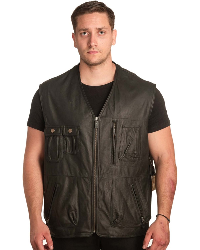 Γνήσιο Ανδρικό Δερμάτινο Γιλέκο - A418