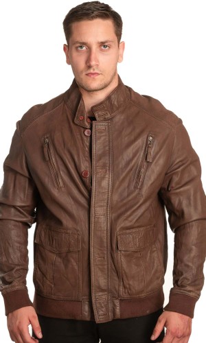  Γνήσιο Ανδρικό Δερμάτινο Μπουφάν - A420