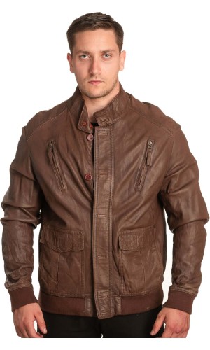  Γνήσιο Ανδρικό Δερμάτινο Μπουφάν - A420