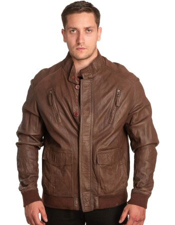  Γνήσιο Ανδρικό Δερμάτινο Μπουφάν - A420