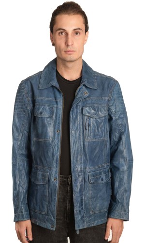  Γνήσιο Ανδρικό Δερμάτινο Μπουφάν - A450