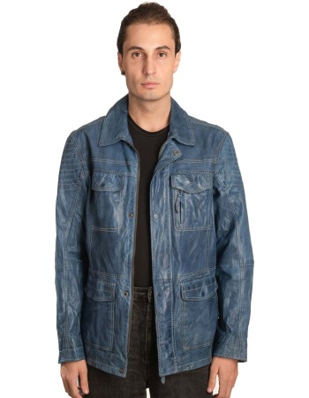  Γνήσιο Ανδρικό Δερμάτινο Μπουφάν - A450