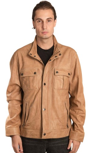  Γνήσιο Ανδρικό Δερμάτινο Μπουφάν - A467