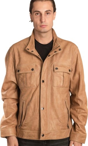  Γνήσιο Ανδρικό Δερμάτινο Μπουφάν - A467