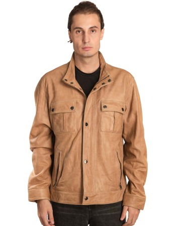  Γνήσιο Ανδρικό Δερμάτινο Μπουφάν - A467