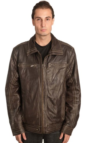  Γνήσιο Ανδρικό Δερμάτινο Μπουφάν - A487