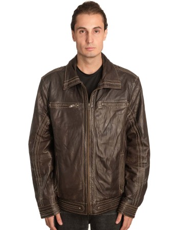  Γνήσιο Ανδρικό Δερμάτινο Μπουφάν - A487