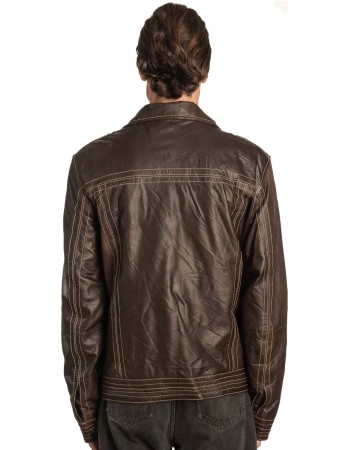  Γνήσιο Ανδρικό Δερμάτινο Μπουφάν - A487