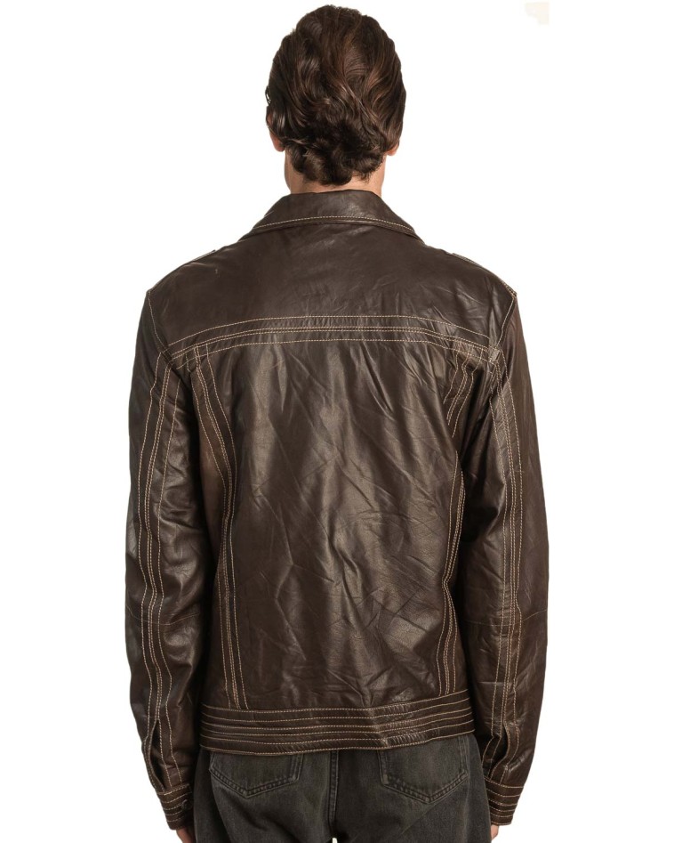  Γνήσιο Ανδρικό Δερμάτινο Μπουφάν - A487