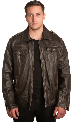  Γνήσιο Ανδρικό Δερμάτινο Μπουφάν - A498