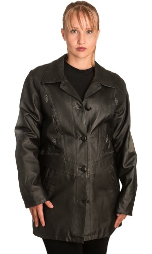 Γνήσιο Γυναικέιο Δερμάτινο Παλτό - B263