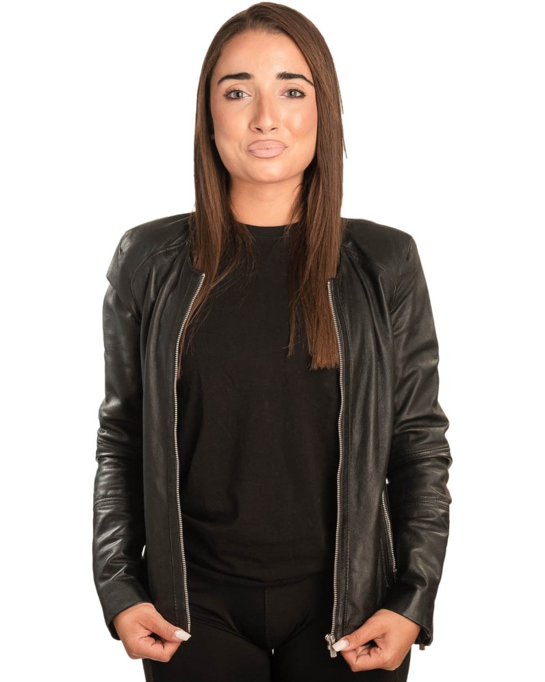 Γνήσιο Γυναικέιο Δερμάτινο Μπουφάν - B279