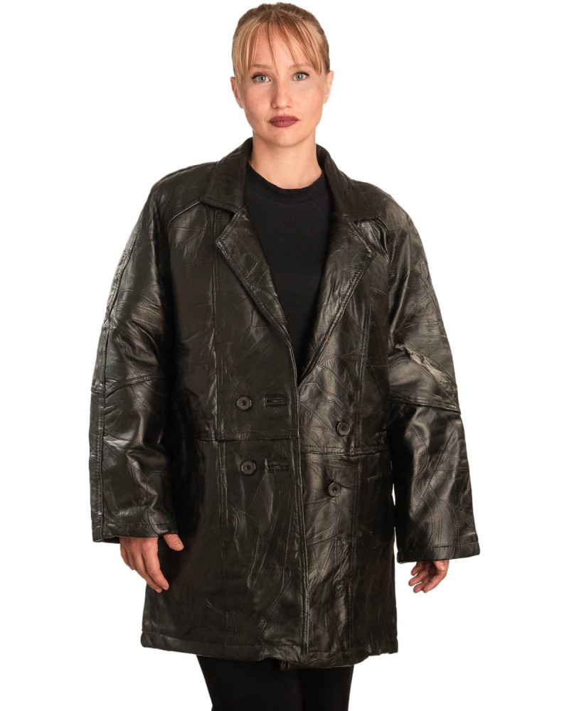 Γνήσιο Γυναικέιο Δερμάτινο Παλτό - B293