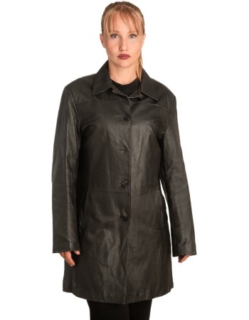 Γνήσιο Γυναικέιο Δερμάτινο Παλτό - B296