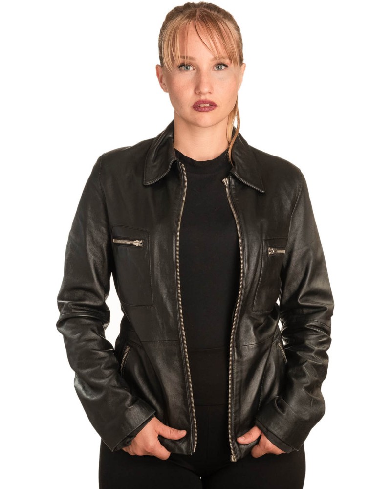 Γνήσιο Γυναικέιο Δερμάτινο Μπουφάν - B306