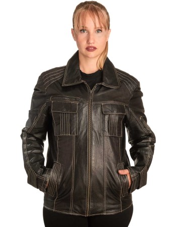 Γνήσιο Γυναικέιο Δερμάτινο Μπουφάν - B309