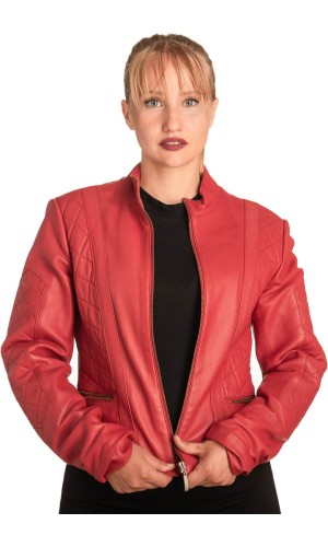 Γνήσιο Γυναικέιο Δερμάτινο Μπουφάν - B328