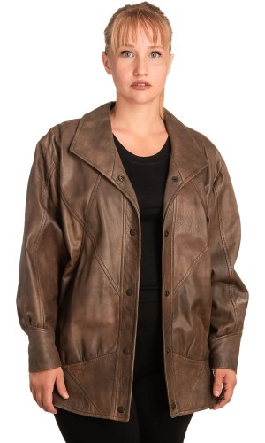 Γνήσιο Γυναικέιο Δερμάτινο Μπουφάν - B348