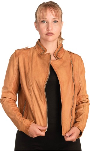 Γνήσιο Γυναικέιο Δερμάτινο Μπουφάν - B351