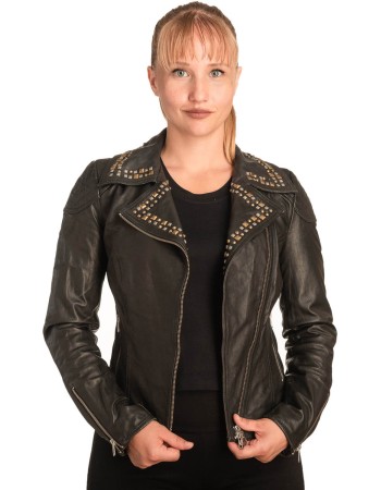 Γνήσιο Γυναικέιο Δερμάτινο Μπουφάν - B725