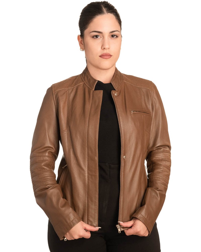 Γνήσιο Γυναικέιο Δερμάτινο Μπουφάν - B738