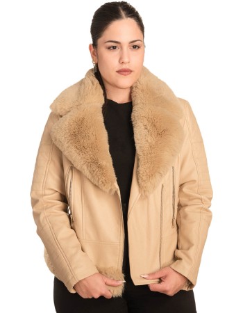 Γνήσιο Γυναικέιο Δερμάτινο Μπουφάν - B739