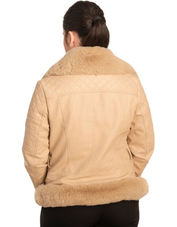 Γνήσιο Γυναικέιο Δερμάτινο Μπουφάν - B739