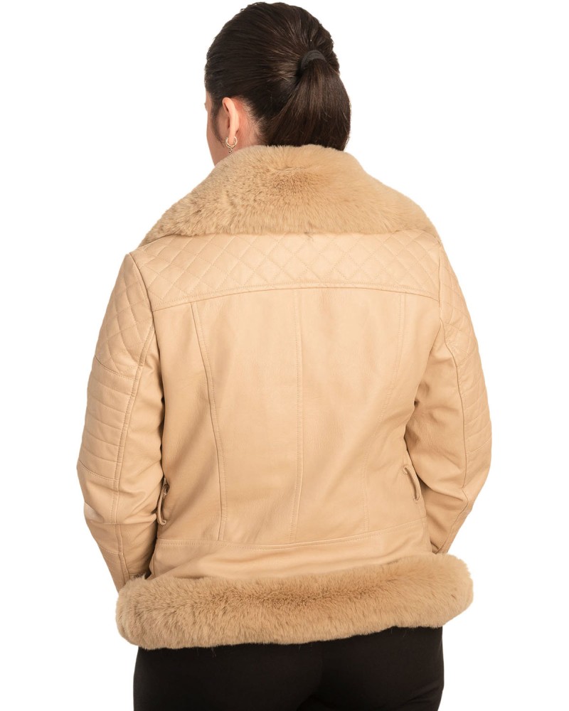 Γνήσιο Γυναικέιο Δερμάτινο Μπουφάν - B739