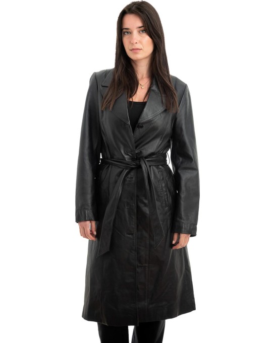 Γνήσιο Γυναικέιο Δερμάτινο Παλτό - H1