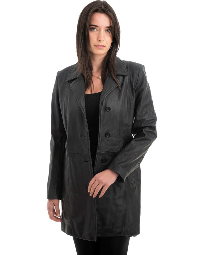 Γνήσιο Γυναικέιο Δερμάτινο Παλτό - H11