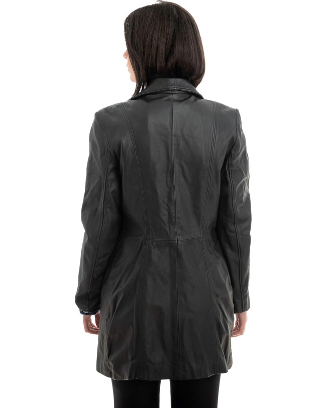 Γνήσιο Γυναικέιο Δερμάτινο Παλτό - H11