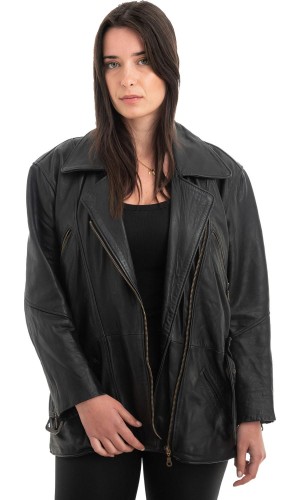 Γνήσιο Γυναικέιο Δερμάτινο Μπουφάν - H13