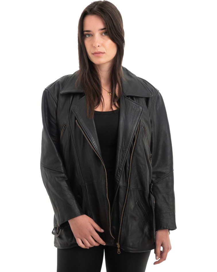 Γνήσιο Γυναικέιο Δερμάτινο Μπουφάν - H13