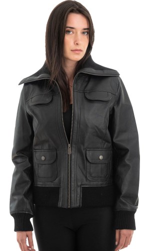 Γνήσιο Γυναικέιο Δερμάτινο Μπουφάν - H23