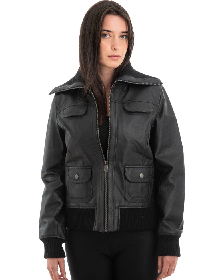 Γνήσιο Γυναικέιο Δερμάτινο Μπουφάν - H23