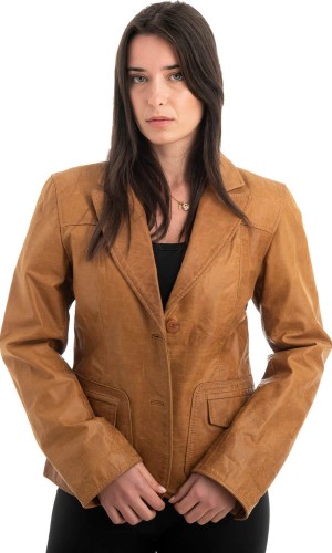 Γνήσιο Γυναικέιο Δερμάτινο Σακάκι - H25