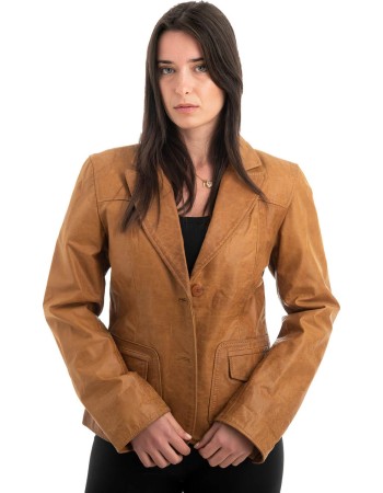 Γνήσιο Γυναικέιο Δερμάτινο Σακάκι - H25