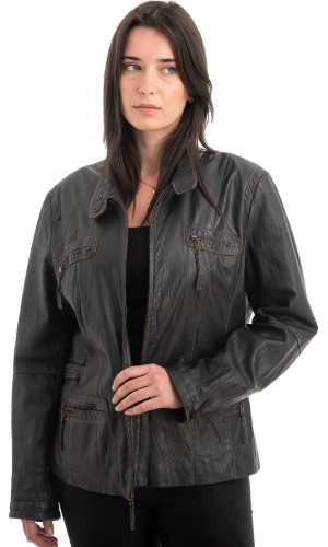 Γνήσιο Γυναικέιο Δερμάτινο Μπουφάν - H27