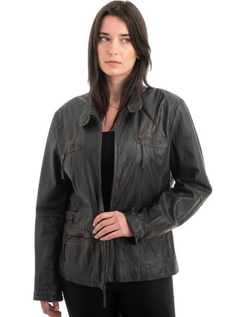 Γνήσιο Γυναικέιο Δερμάτινο Μπουφάν - H27