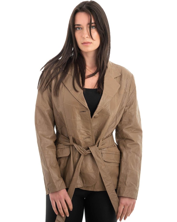 Γνήσιο Γυναικέιο Δερμάτινο Σακάκι - H33