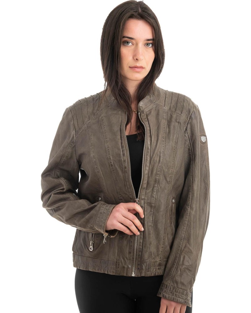 Γνήσιο Γυναικέιο Δερμάτινο Μπουφάν - H34